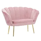 Sofá Moderno de 2 Lugares em Veludo com Pés de Ferro Dourado - Annina Viadurini