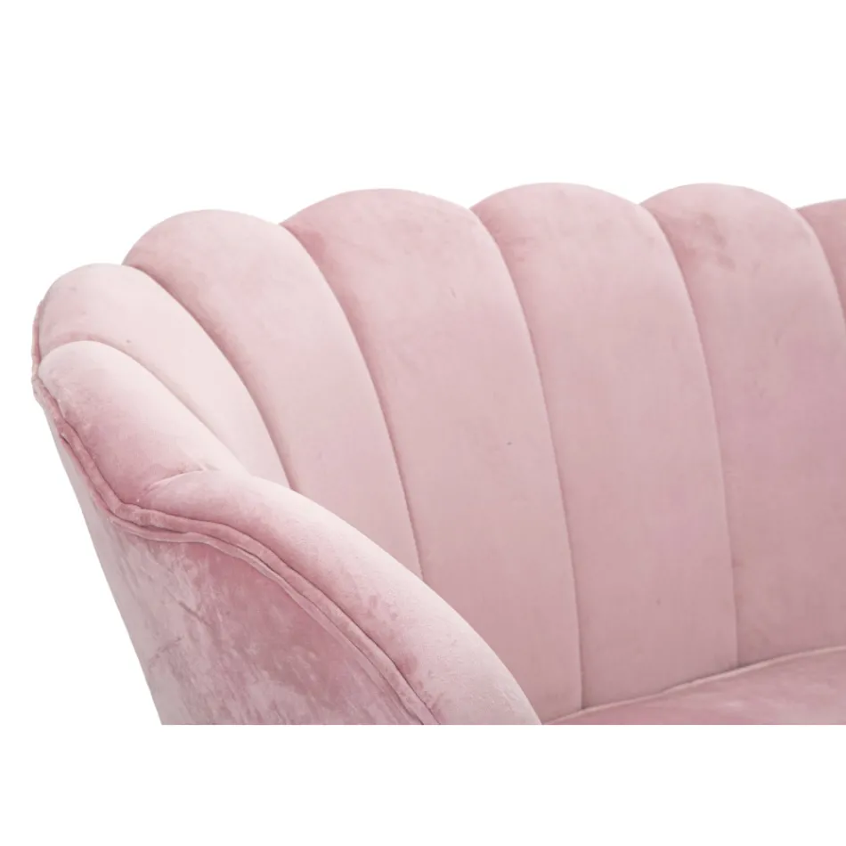 Sofá Moderno de 2 Lugares em Veludo com Pés de Ferro Dourado - Annina Viadurini