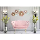 Sofá Moderno de 2 Lugares em Veludo com Pés de Ferro Dourado - Annina Viadurini