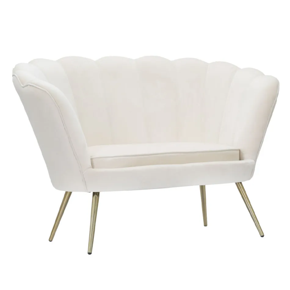 Sofá Moderno de 2 Lugares em Veludo com Pés de Ferro Dourado - Annina Viadurini