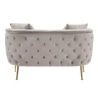 Sofá 2 Lugares Estofado em Veludo com Pés de Ferro - Annetta Viadurini