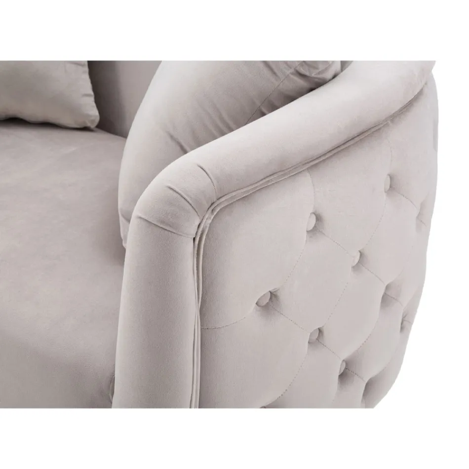 Sofá 2 Lugares Estofado em Veludo com Pés de Ferro - Annetta Viadurini