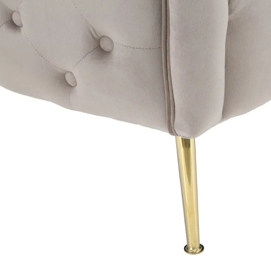 Sofá 2 Lugares Estofado em Veludo com Pés de Ferro - Annetta Viadurini