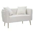 Sofá 2 Lugares Estofado em Veludo com Pés de Ferro - Annetta Viadurini