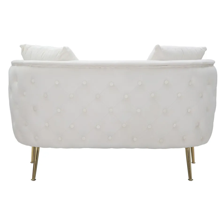 Sofá 2 Lugares Estofado em Veludo com Pés de Ferro - Annetta Viadurini