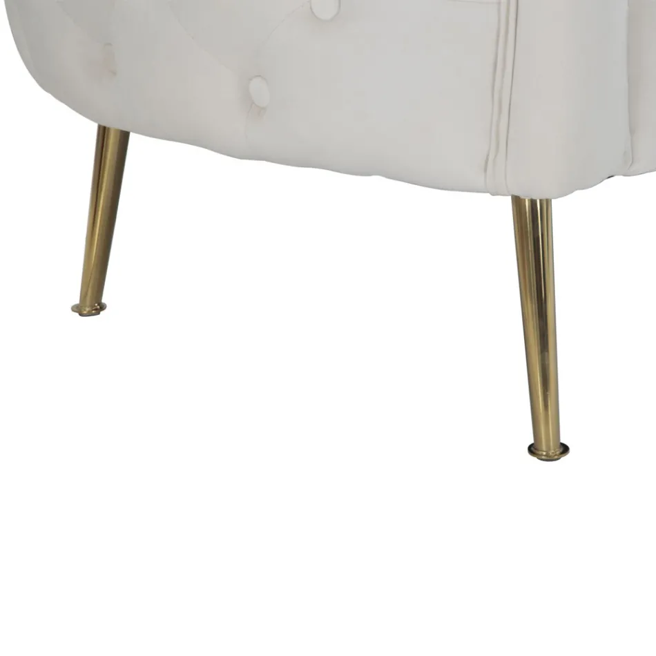 Sofá 2 Lugares Estofado em Veludo com Pés de Ferro - Annetta Viadurini