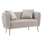 Sofá 2 Lugares Estofado em Veludo com Pés de Ferro - Annetta Viadurini