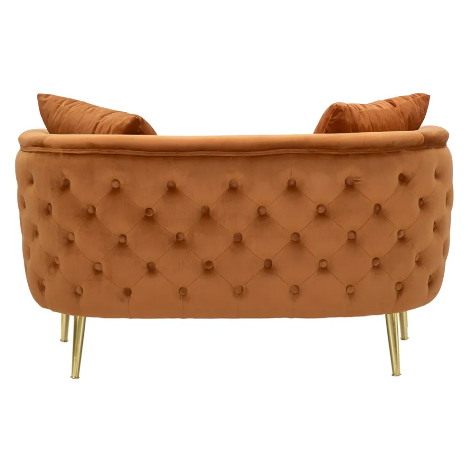 Sofá de Dois Lugares em Veludo Designer, Estrutura em Madeira e Ferro - Renita Viadurini