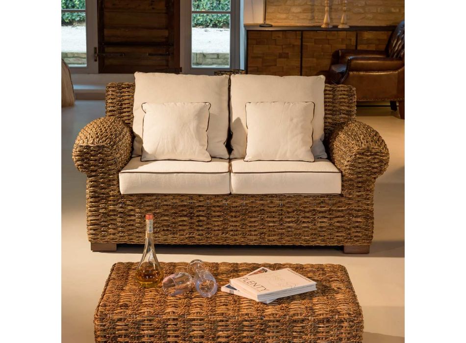 Sofá externo de 2 ou 3 lugares em Abaca com almofadas - Lagertha Viadurini