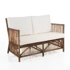 Sofá de 2 Lugares Exterior e Interior em Rattan e Almofadas 100% Algodão - Boire Viadurini