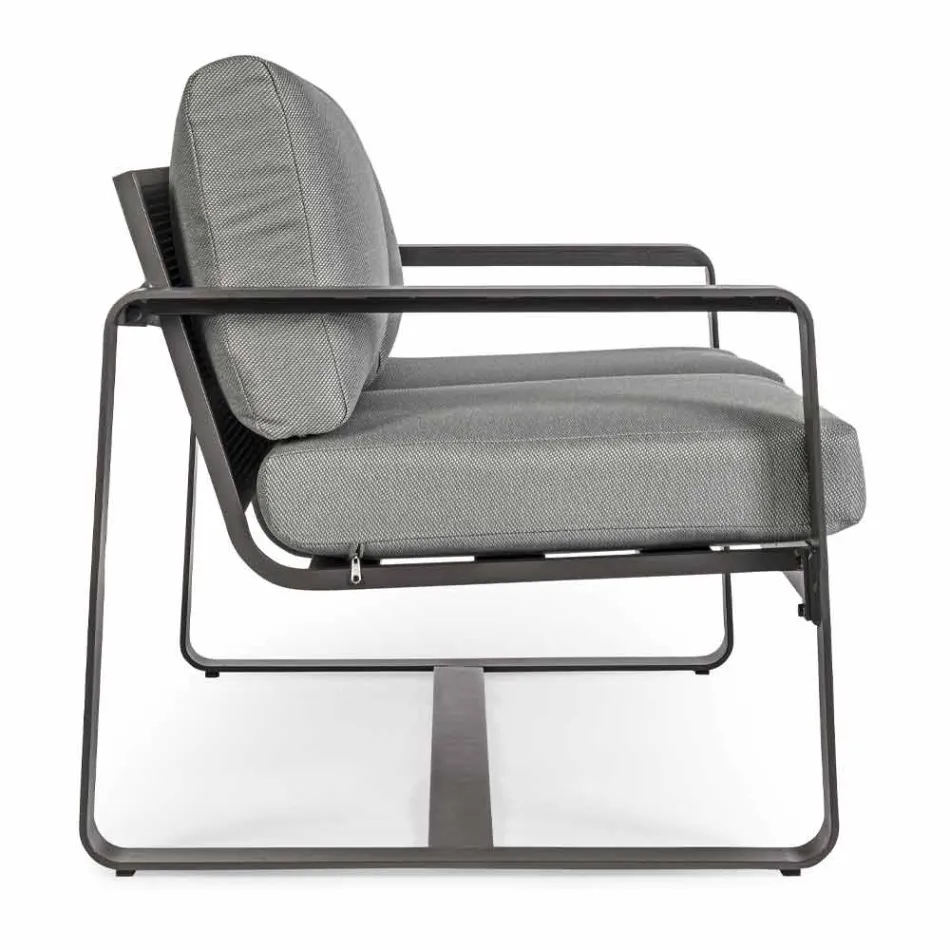 Sofá Outdoor 2 Lugares em Alumínio com Almofadas de Tecido - Mirea Viadurini