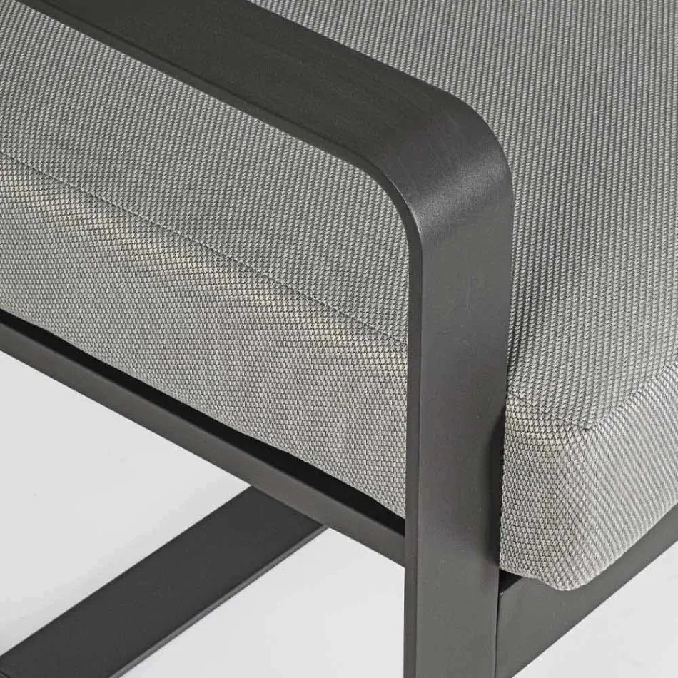 Sofá Outdoor 2 Lugares em Alumínio com Almofadas de Tecido - Mirea Viadurini