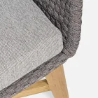 Sofá Outdoor 2 Lugares em Tecido com Estrutura em Teca Homemotion - Azeno Viadurini