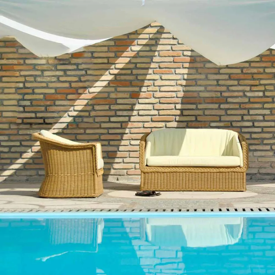 Sofá 2 lugares de jardim de polietileno feito à mão Jonny Viadurini