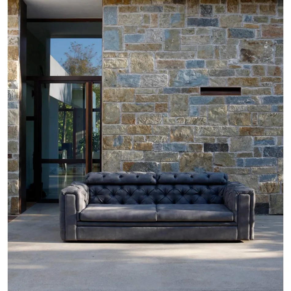 Sofá de 2 lugares para sala de estar com apoio de cabeça reclinável Fabricado na Itália - Unleashed Viadurini