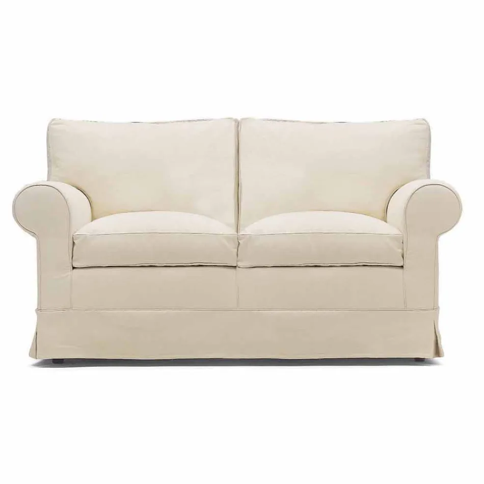 Sofá 2 Lugares Estofado e Forro em Tecido Made in Italy - Andromeda Viadurini