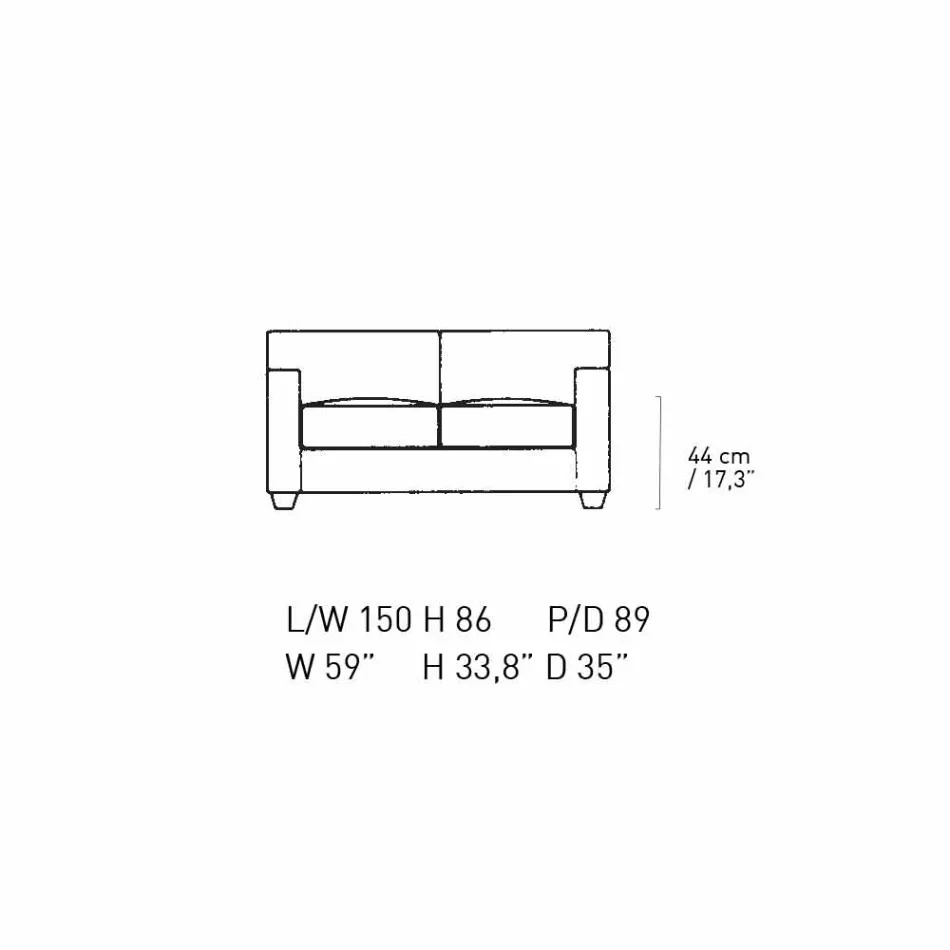 Sofá 2 lugares de couro com pés de nogueira Made in Italy - Alessandria Viadurini