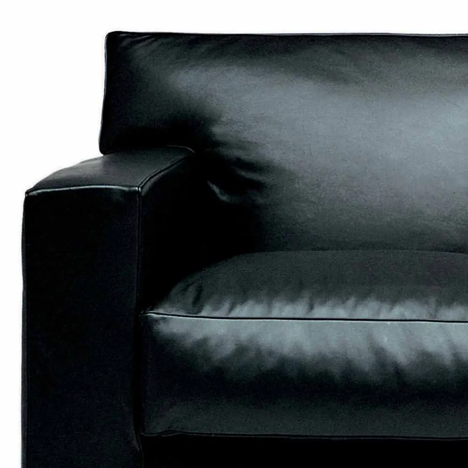 Sofá 2 lugares de couro com pés de nogueira Made in Italy - Alessandria Viadurini