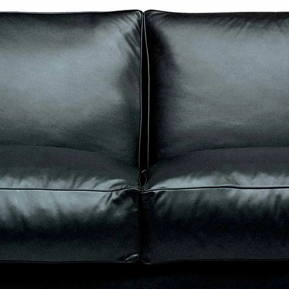 Sofá 2 lugares de couro com pés de nogueira Made in Italy - Alessandria Viadurini