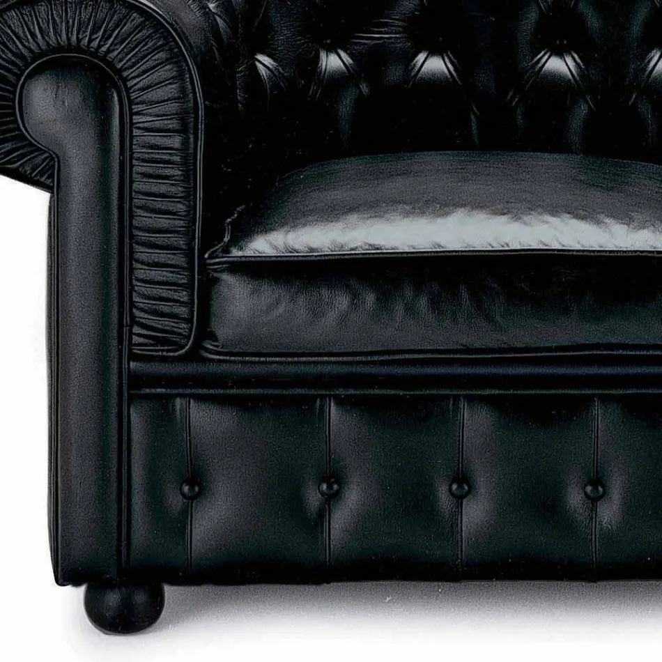 Sofá 2 lugares revestido de couro com pés de madeira Made in Italy - Idra Viadurini