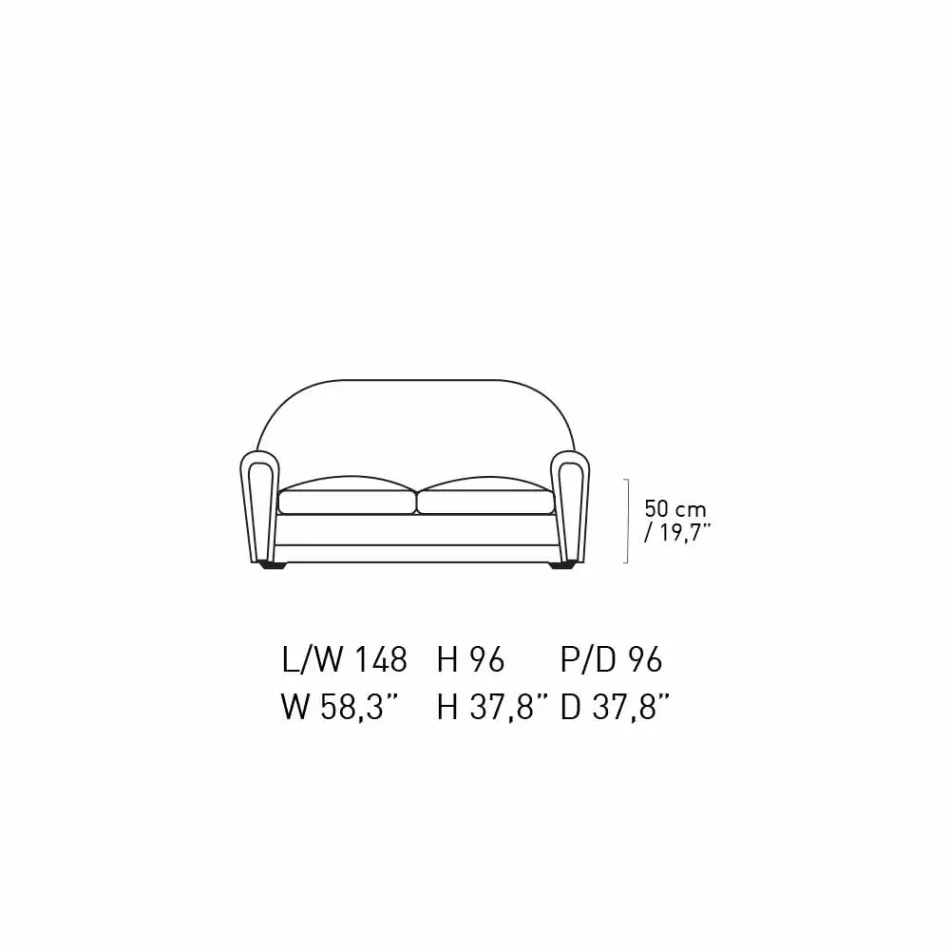 Sofá 2 lugares revestido em couro com pés lacados Made in Italy - Pegolo Viadurini