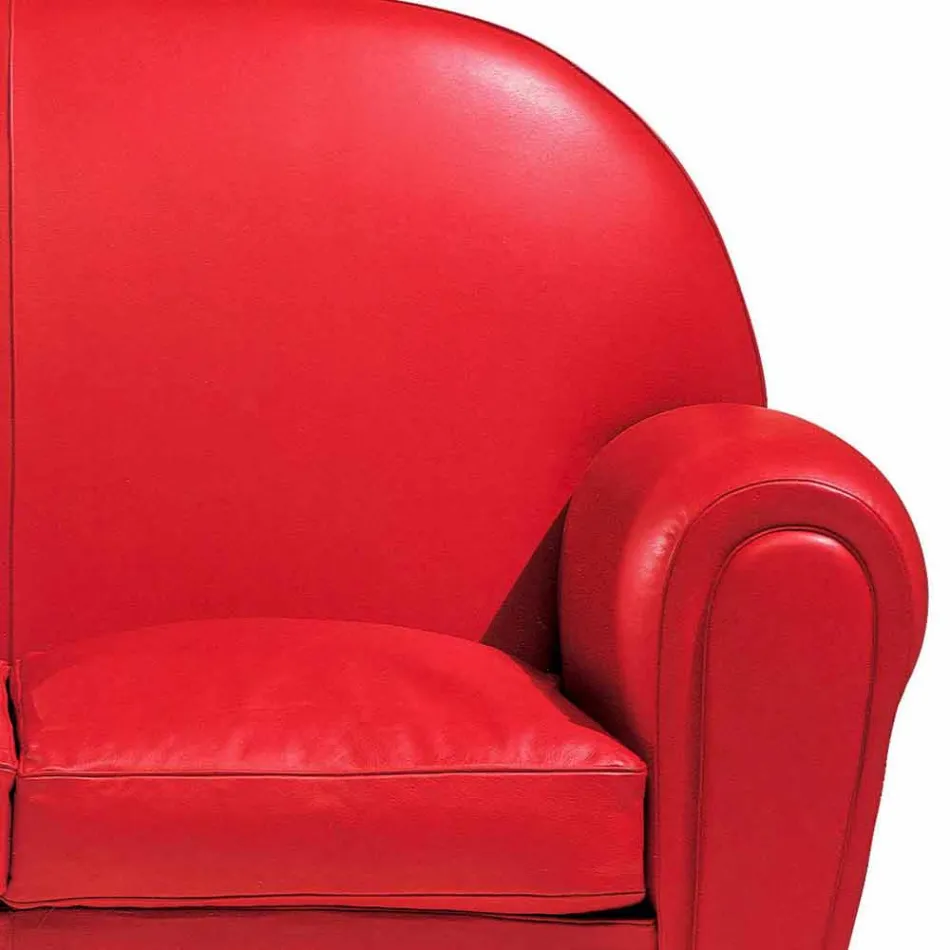 Sofá 2 lugares revestido em couro com pés lacados Made in Italy - Pegolo Viadurini