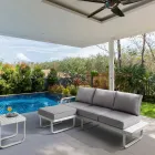 Sofá de 3 lugares com pufe de jardim em alumínio e almofadas cinza - Avoir Viadurini