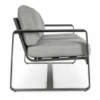 Sofá de 3 lugares ao ar livre com almofadas nas costas e assento em tecido - Mirea Viadurini