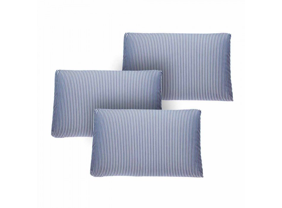 Sofá ao ar livre de 3 lugares em alumínio branco ou preto e almofadas azuis - Cynthia Viadurini