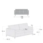 Sofá de sala de 3 lugares em couro, madeira e metal fabricado na Itália - Bizzarro Viadurini