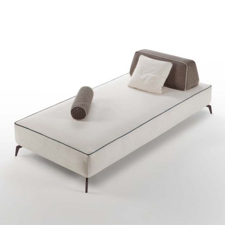 Sofá de sala de 3 lugares em tecido branco removível feito na Itália - Mykonos Viadurini