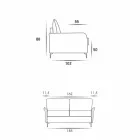Sofá de design de 3 lugares em tecido L.185cm / couro ecológico made in Italy Erica Viadurini