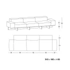 Sofá de 3 lugares em vidro extra claro e assento de tecido fabricado na Itália - Rory Viadurini