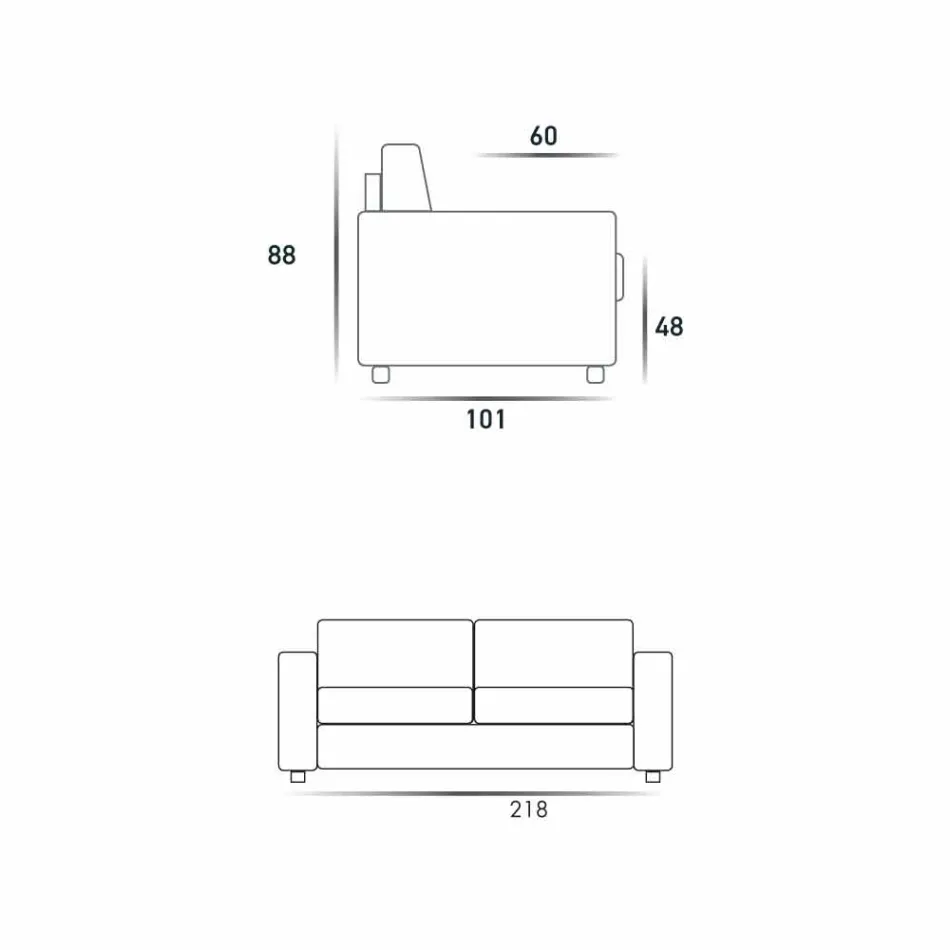 Sofá maxi 3 lugares design moderno eco-couro / tecido made in Italy Mora Viadurini