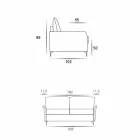 Sofá maxi 3 lugares L205 cm design moderno em eco-couro / tecido Erica Viadurini
