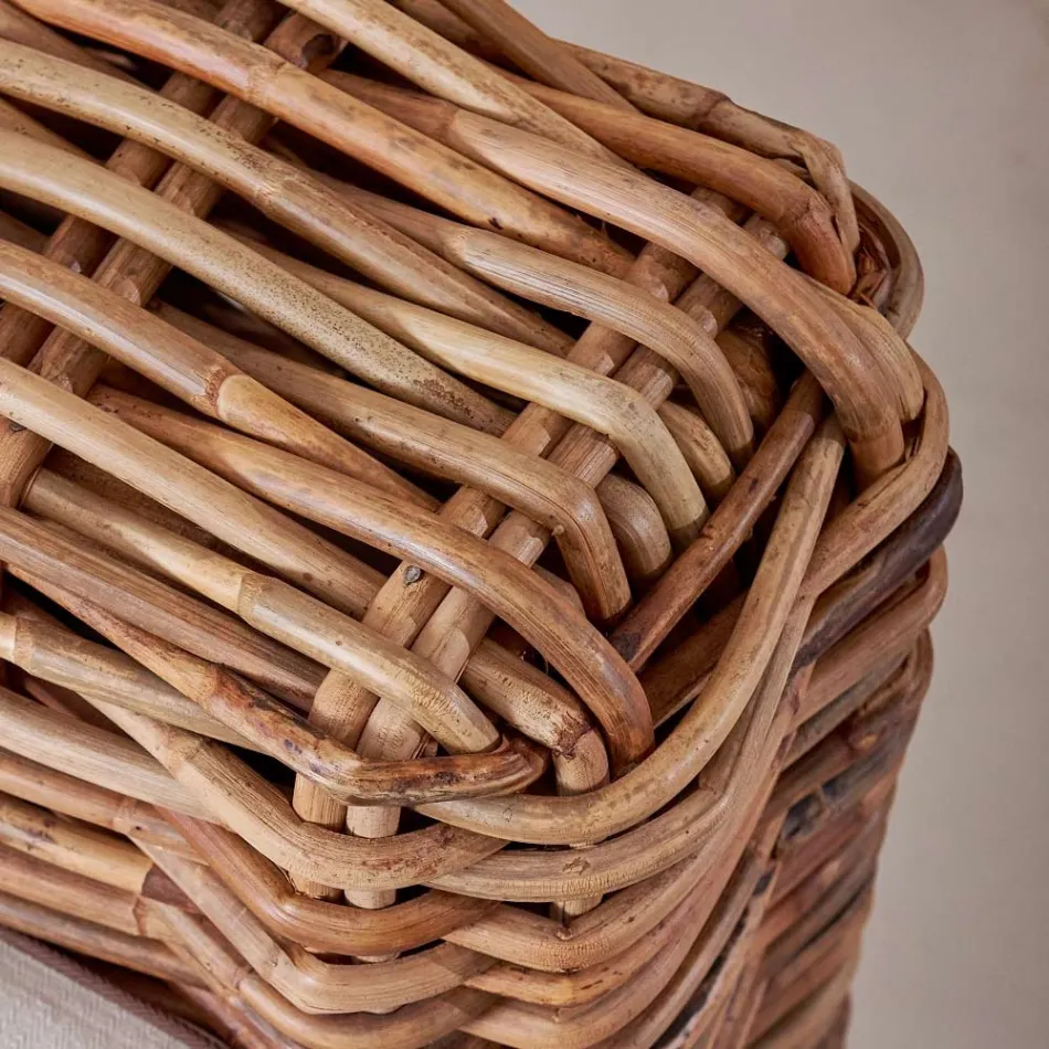 Sofá de Jardim 3 Lugares ou Maxi em Rattan Natural com Almofadas - Keira Viadurini