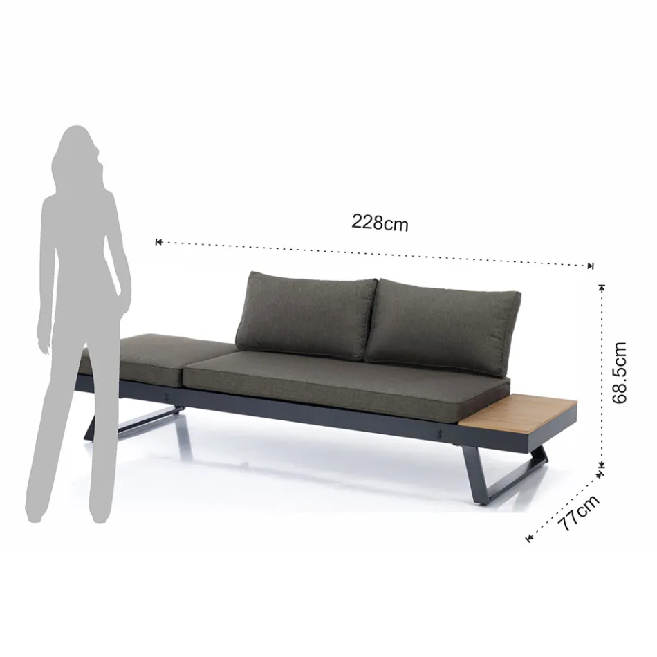 Sofá de 3 lugares conversível em chaise longue com encosto ajustável - Lire Viadurini