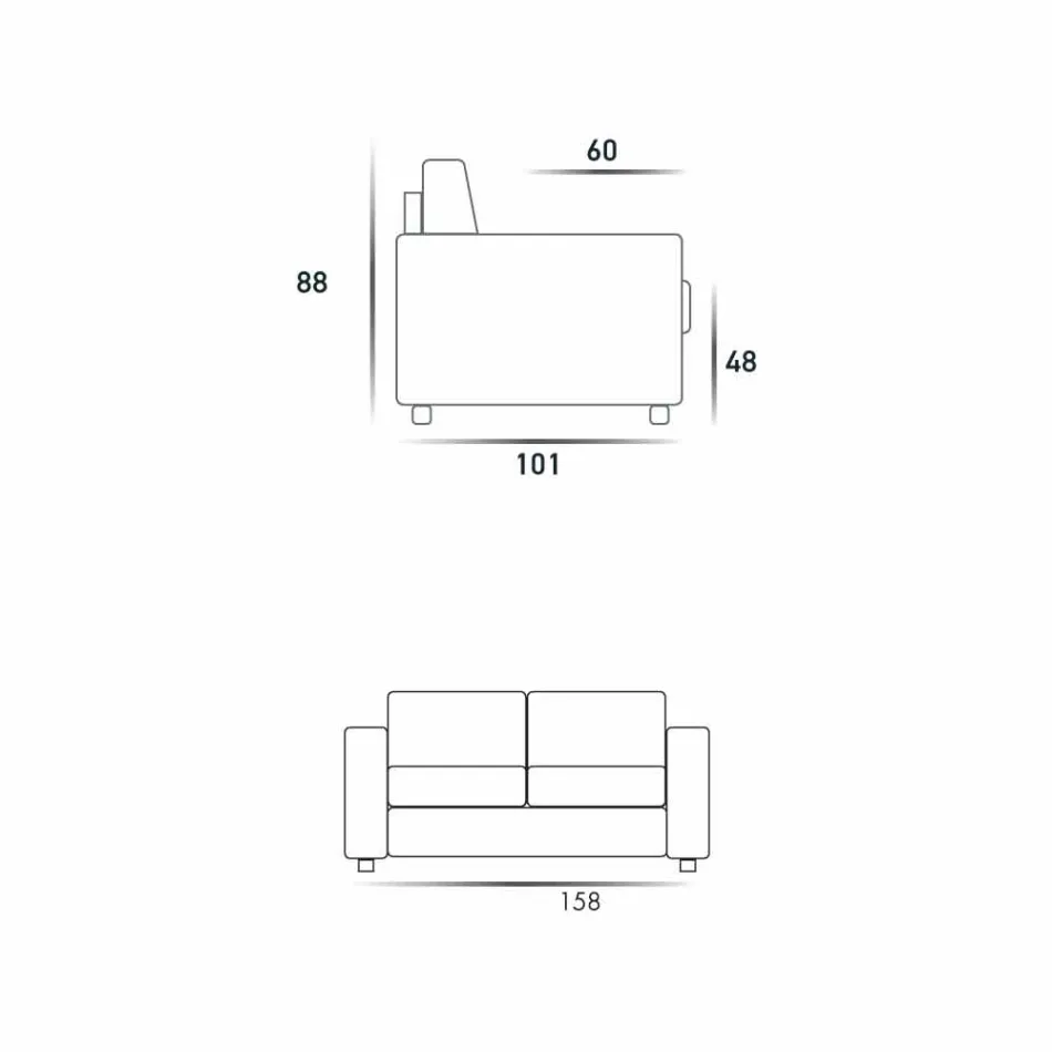 Sofá / tecido 2 lugares de couro sintético de design moderno feito na Itália Mora Viadurini