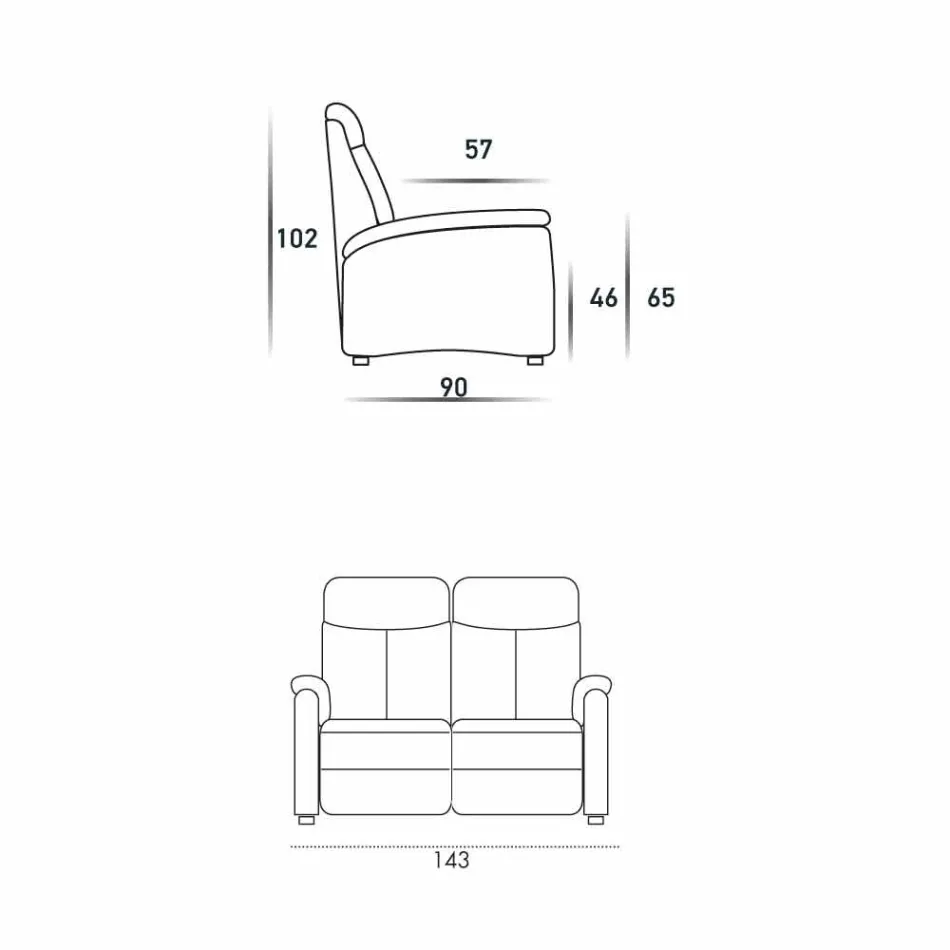 Sofá de 2 lugares de design moderno em couro, couro ecológico ou tecido Gelso Viadurini