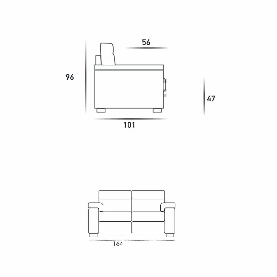 Sofá de 2 lugares design em tecido ou couro ecológico Lilia, feito na Itália Viadurini