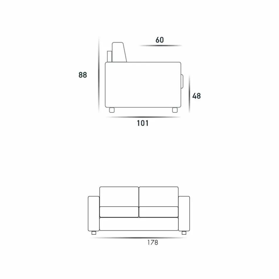 Sofá maxi de 2 lugares moderno em eco-couro / tecido made in Italy Mora Viadurini