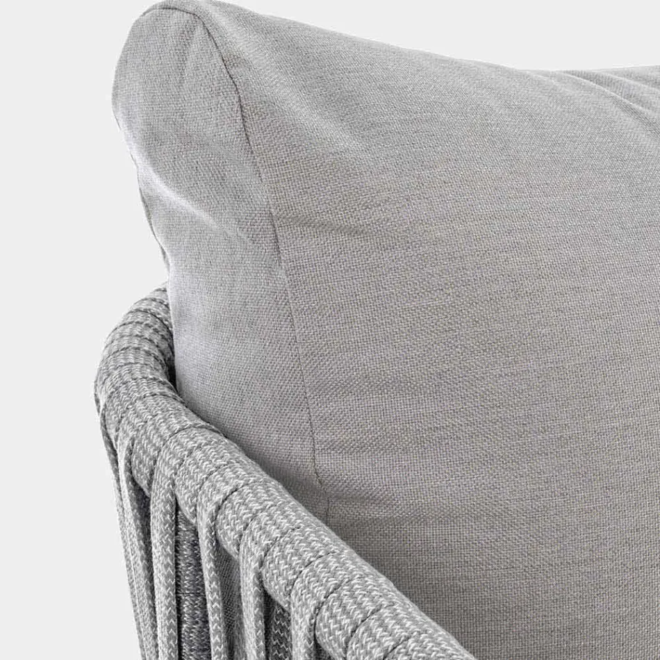 Homemotion - Sofá de exterior Design Rubio 3 lugares em branco e cinzento Viadurini