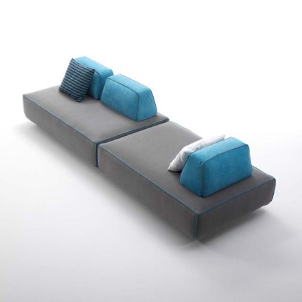 Sofá de tecido de 4 lugares com encostos móveis Made in Italy - Ardenne Viadurini