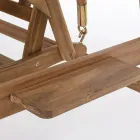 Sofá 2 lugares de balanço para jardim em madeira de acácia com lona branca - Roxen Viadurini