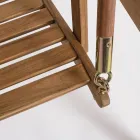 Sofá 2 lugares de balanço para jardim em madeira de acácia com lona branca - Roxen Viadurini