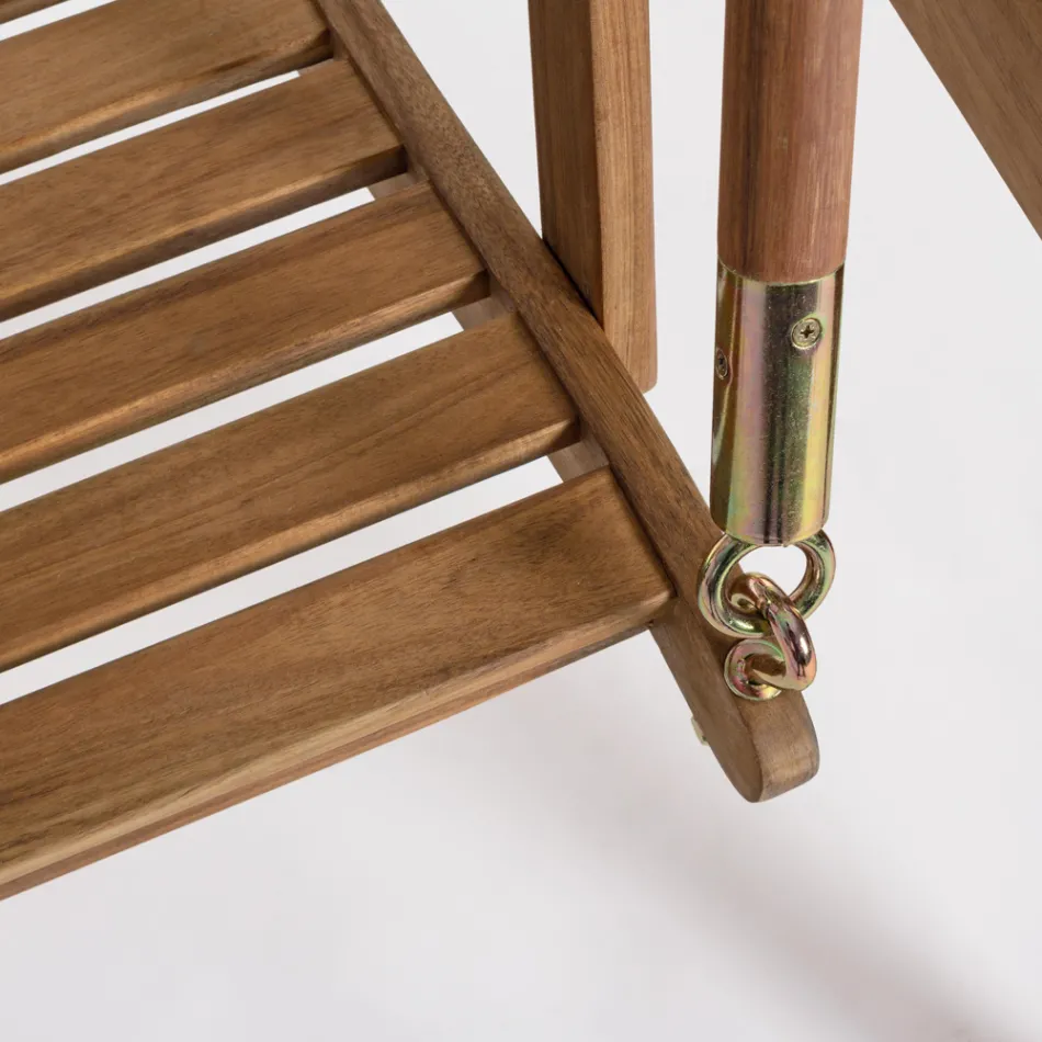 Sofá 2 lugares de balanço para jardim em madeira de acácia com lona branca - Roxen Viadurini