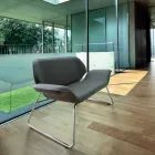 Sofá de dois lugares em aço cromado e couro real Cesare Viadurini