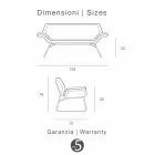 Sofá de dois lugares em aço cromado e couro real Cesare Viadurini