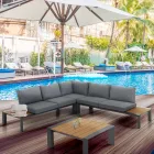 Sofá de Canto com Mesa de Centro para Exterior e Interior em Alumínio - Mettre Viadurini