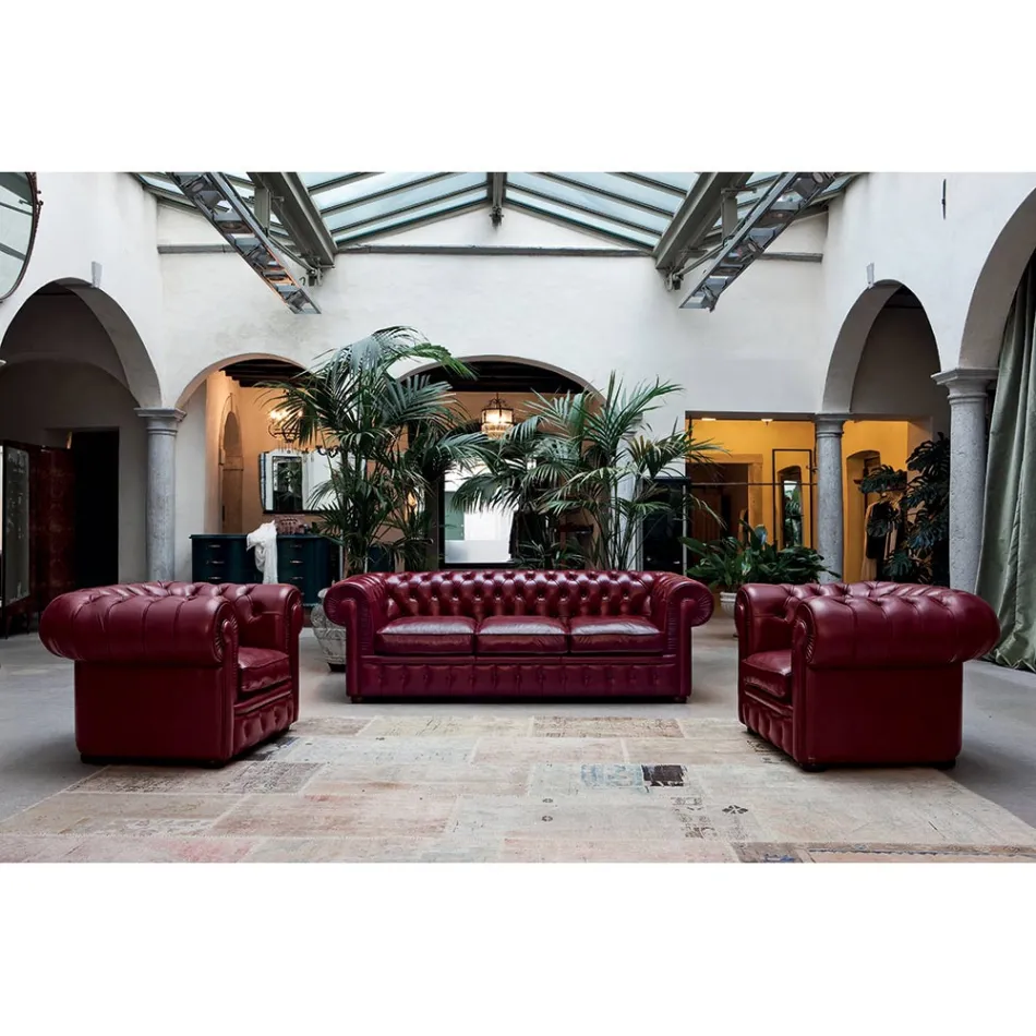 Sofá Clássico com Pés Cebola em Madeira de Faia Made in Italy - Spassoso Viadurini